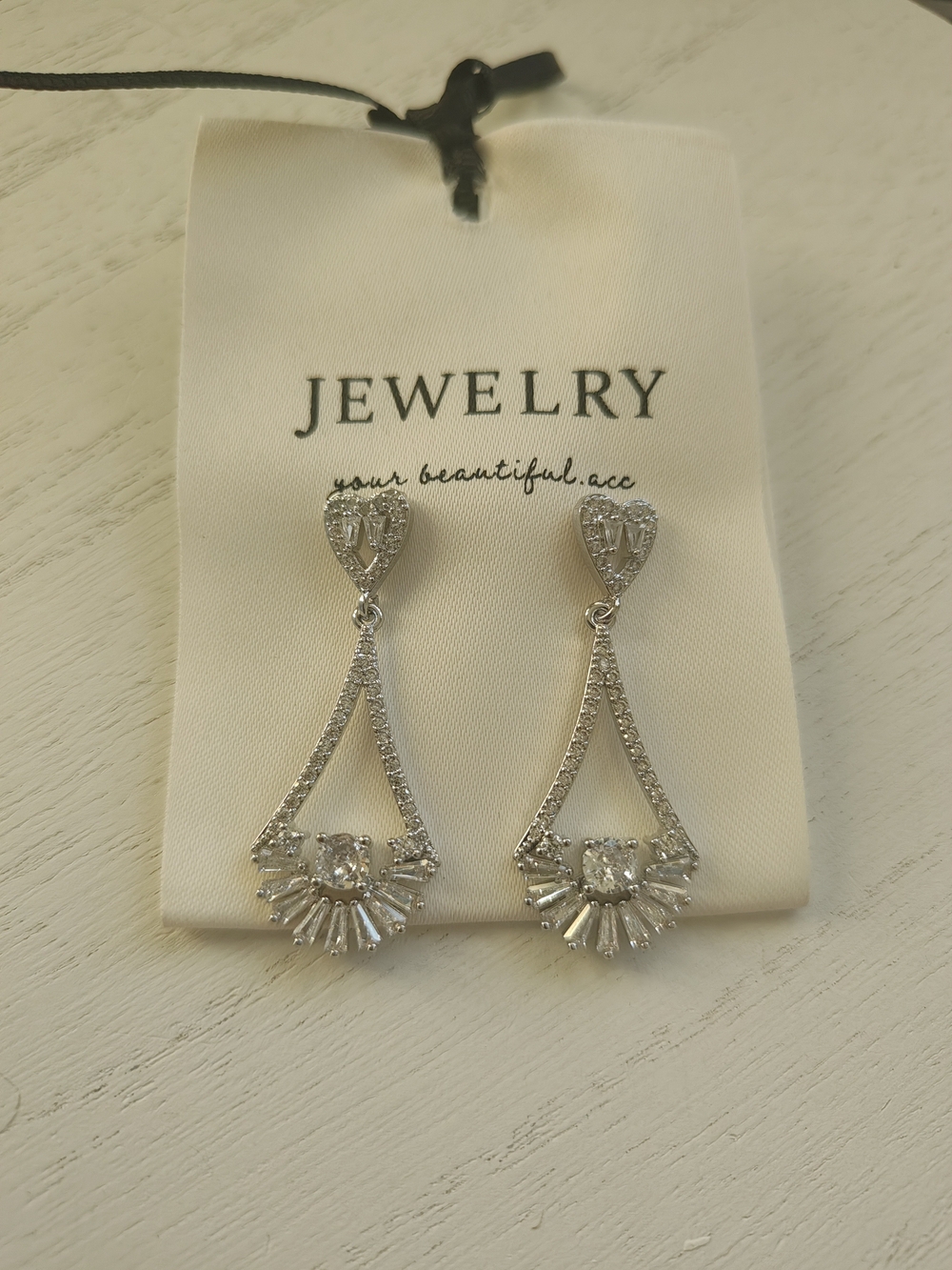 Silver Crystal Drop Earrings
